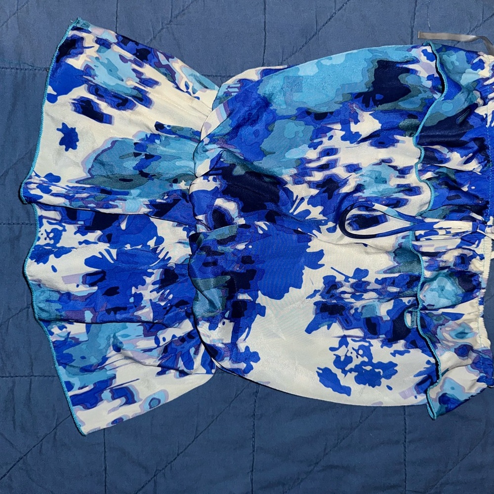 Vibrant Blue Floral strapless top